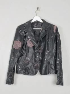 Women’s Vintage Black PU Leather Jacket M