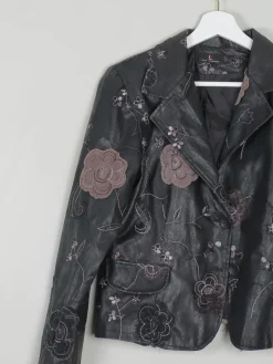 Women’s Vintage Black PU Leather Jacket M