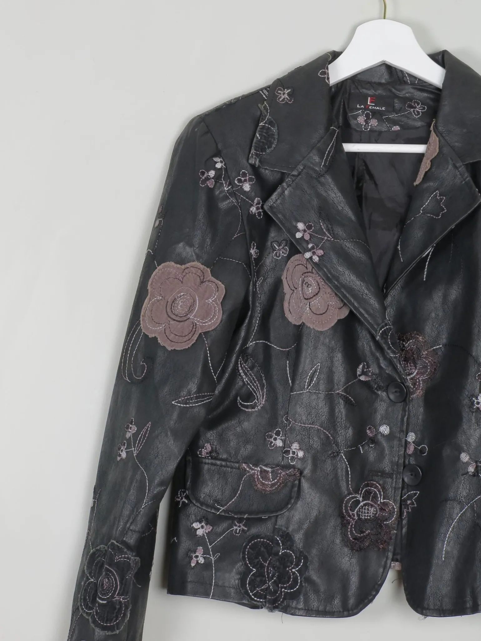 Women’s Vintage Black PU Leather Jacket M