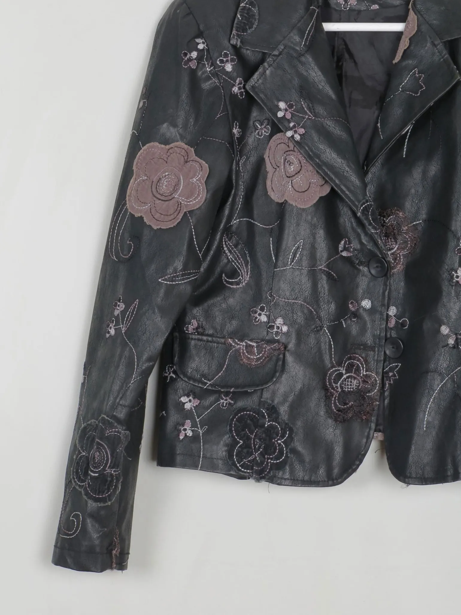 Women’s Vintage Black PU Leather Jacket M