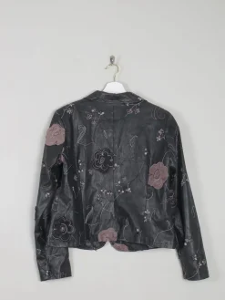 Women’s Vintage Black PU Leather Jacket M