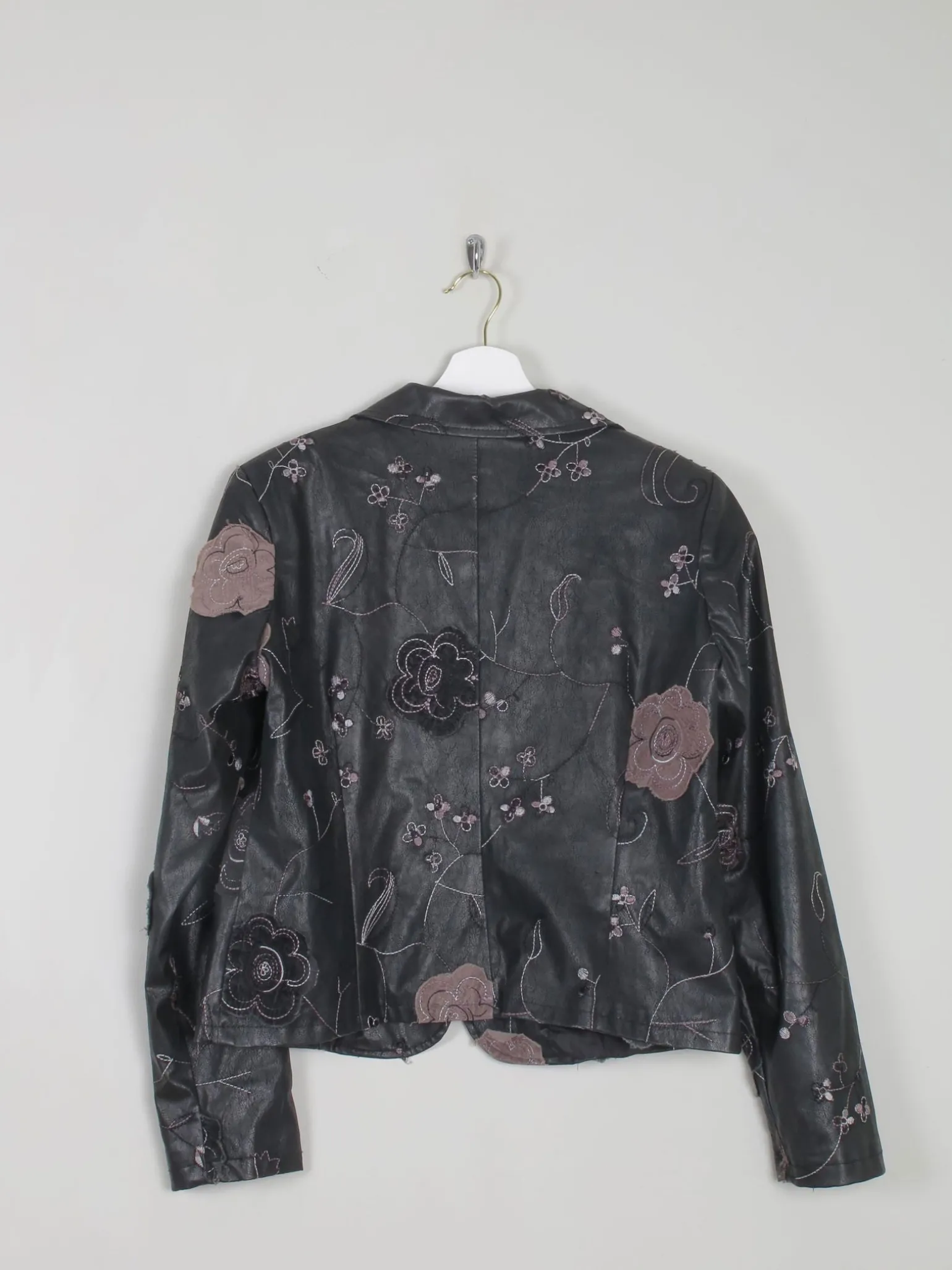 Women’s Vintage Black PU Leather Jacket M