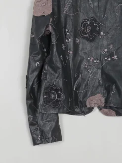 Women’s Vintage Black PU Leather Jacket M