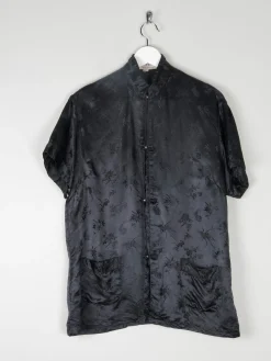 Women’s Vintage Black Silk Chinese Mandarin Top L