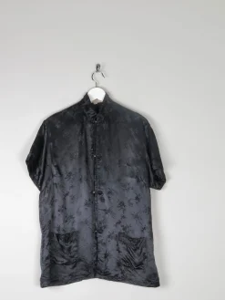 Women’s Vintage Black Silk Chinese Mandarin Top L