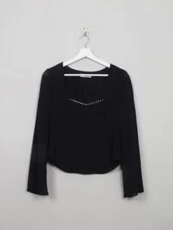 Women's Vintage Black Structured  Blouse With Diamante