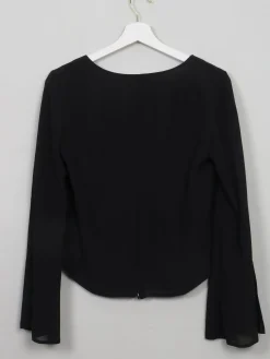 Women's Vintage Black Structured  Blouse With Diamante