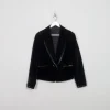 Women's  Vintage Black Velvet Jacket With Sequin S/M