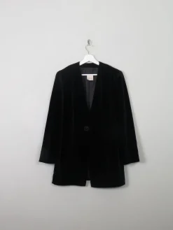Women's Vintage Black Velvet Jacket M