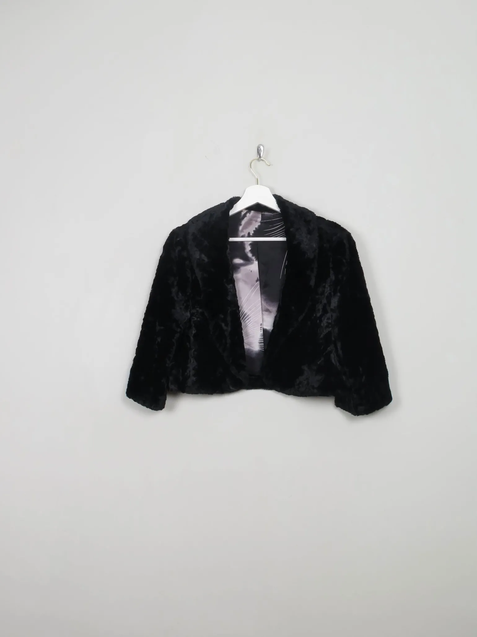 Women's Vintage Black Velvet Bolero Jacket M