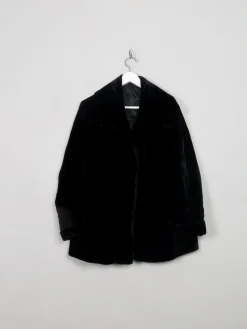 Women's Vintage Black Velvet Furry Jacket
