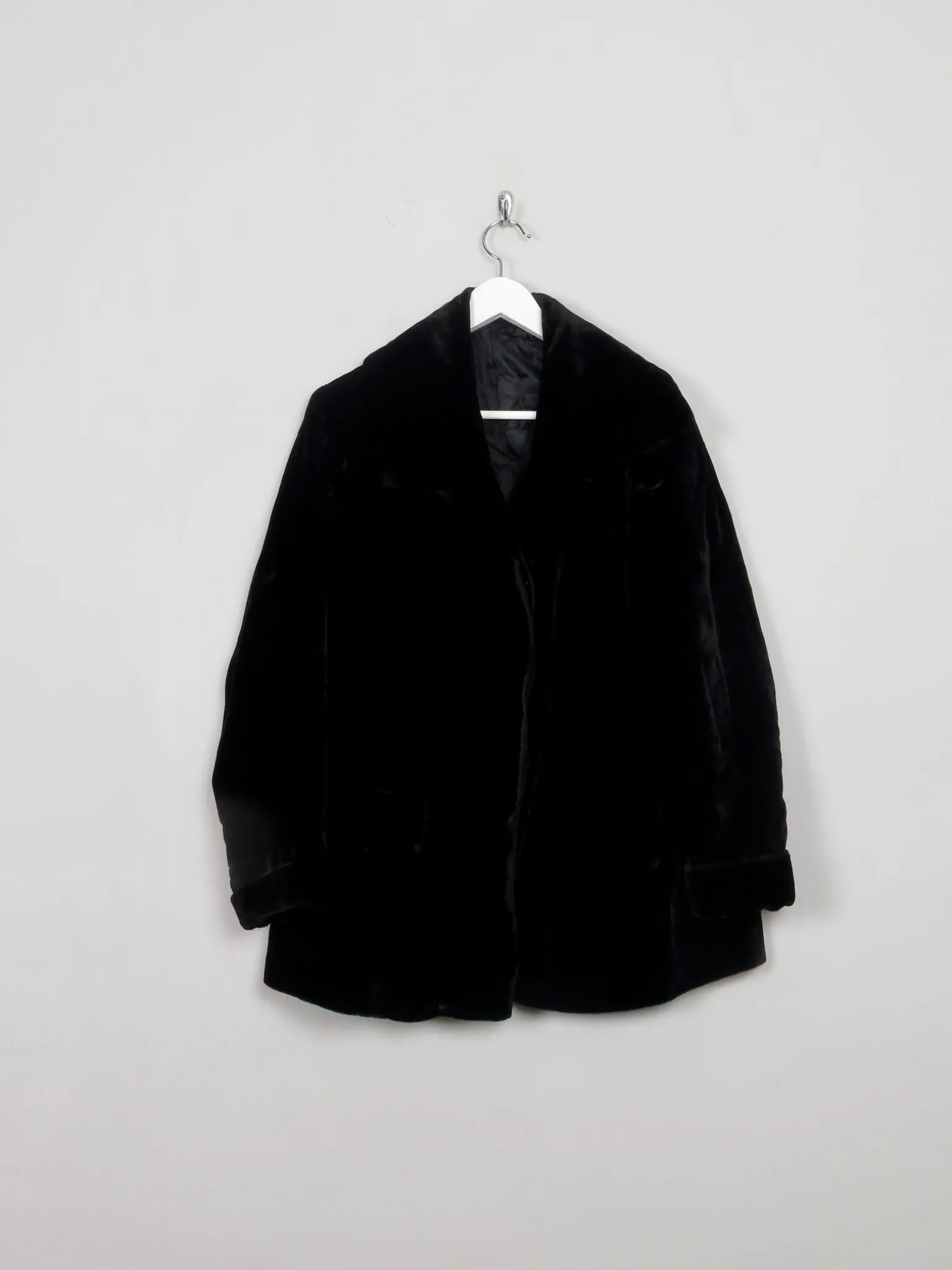 Women's Vintage Black Velvet Furry Jacket
