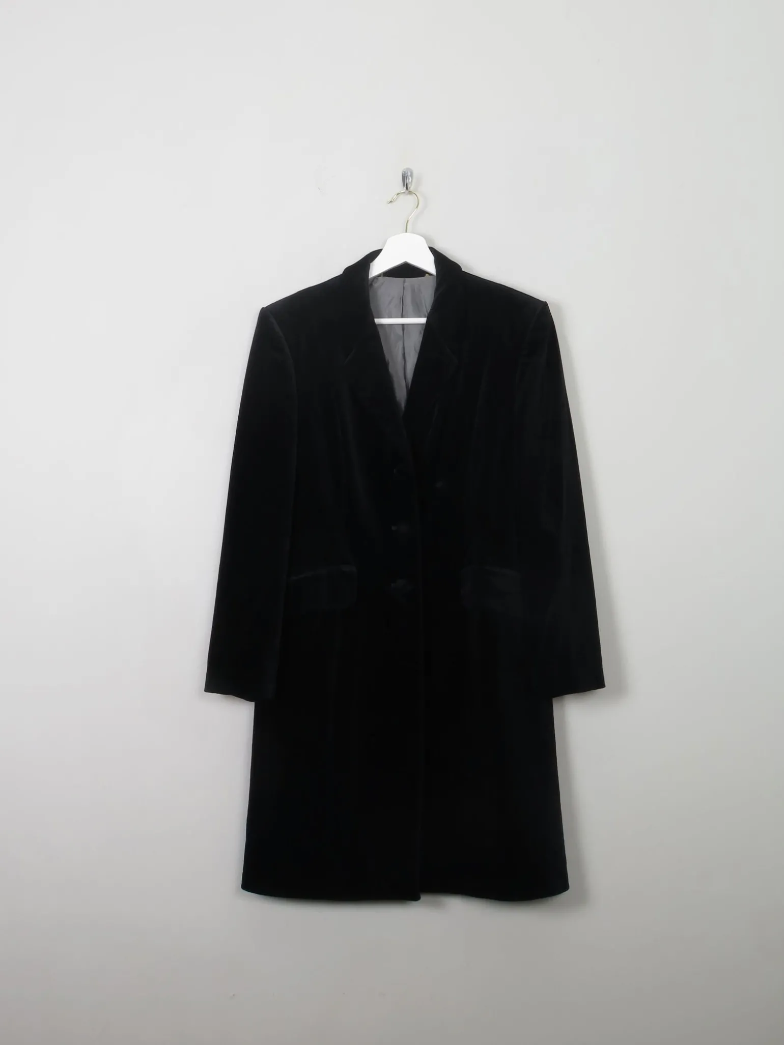 Women's Vintage Black Velvet Coat M