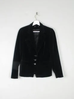 Womens Vintage Black Velvet Jacket XS
