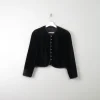 Women's Vintage Black Velvet Cropped Jacket M