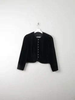 Women's Vintage Black Velvet Cropped Jacket M