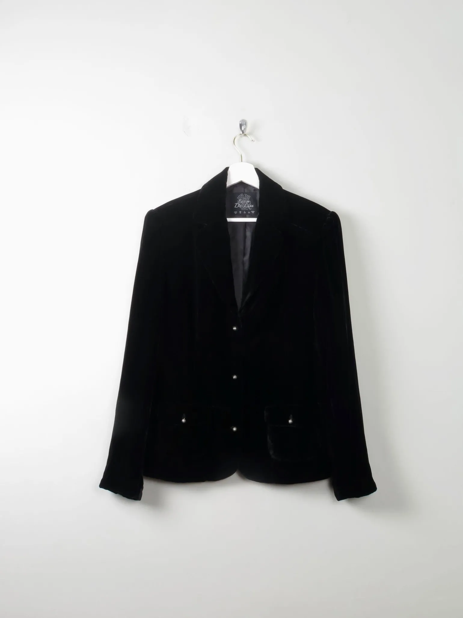 Women's Vintage Black Velvet Jacket M