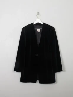 Women's Vintage Black Velvet Jacket M