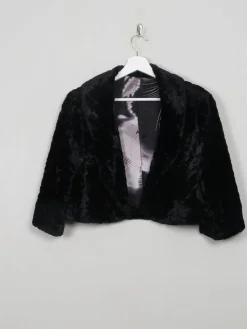 Women's Vintage Black Velvet Bolero Jacket M