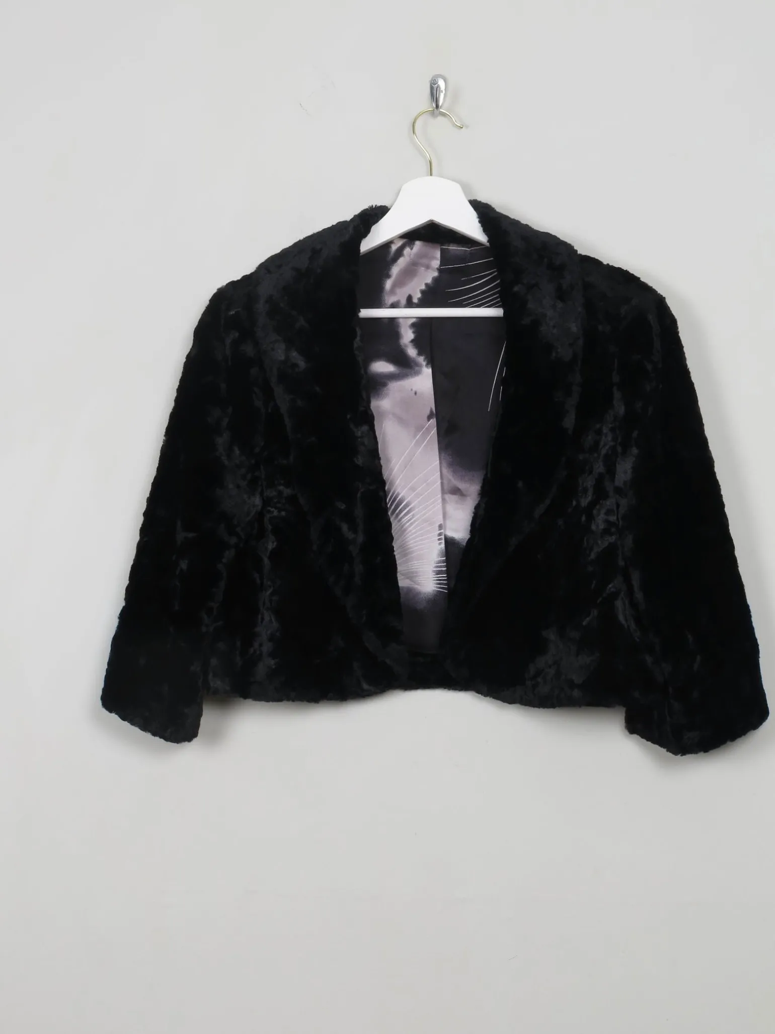 Women's Vintage Black Velvet Bolero Jacket M