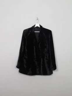 Women's Vintage Black Velvet Jacket L