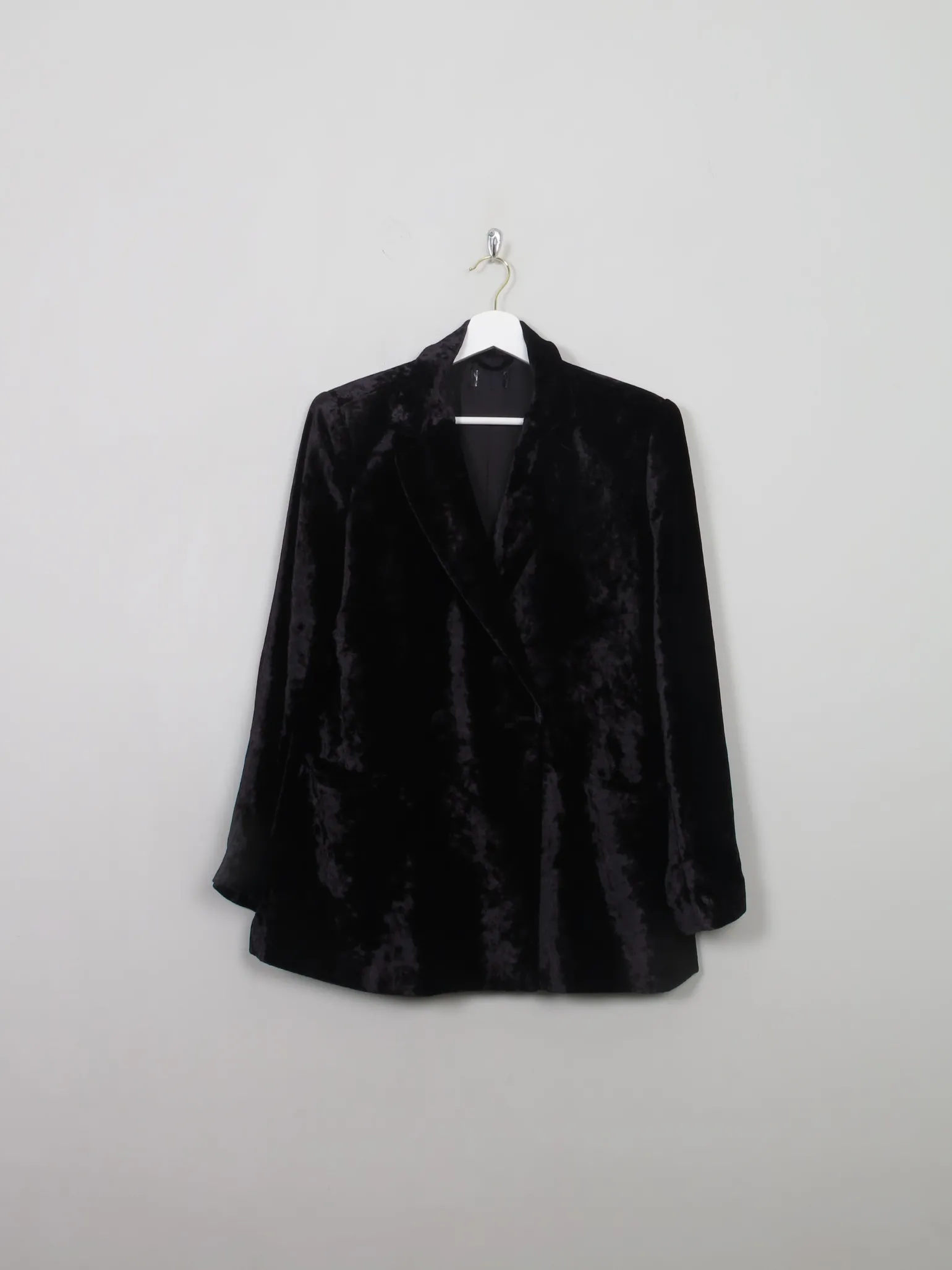 Women's Vintage Black Velvet Jacket L