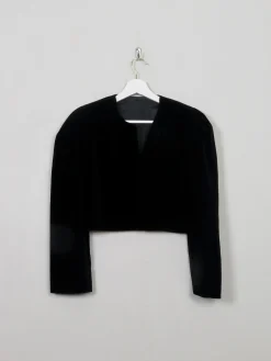 Women's Vintage Black Velvet Bolero Jacket S