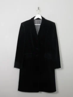Women's Vintage Black Velvet Coat M
