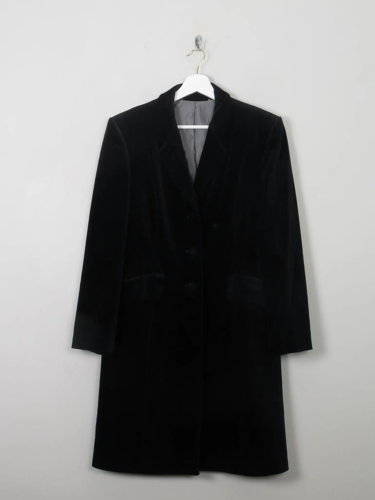Women's Vintage Black Velvet Coat M