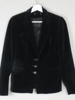 Womens Vintage Black Velvet Jacket XS