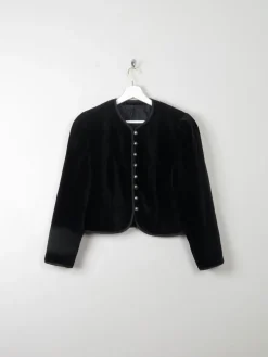 Women's Vintage Black Velvet Cropped Jacket M