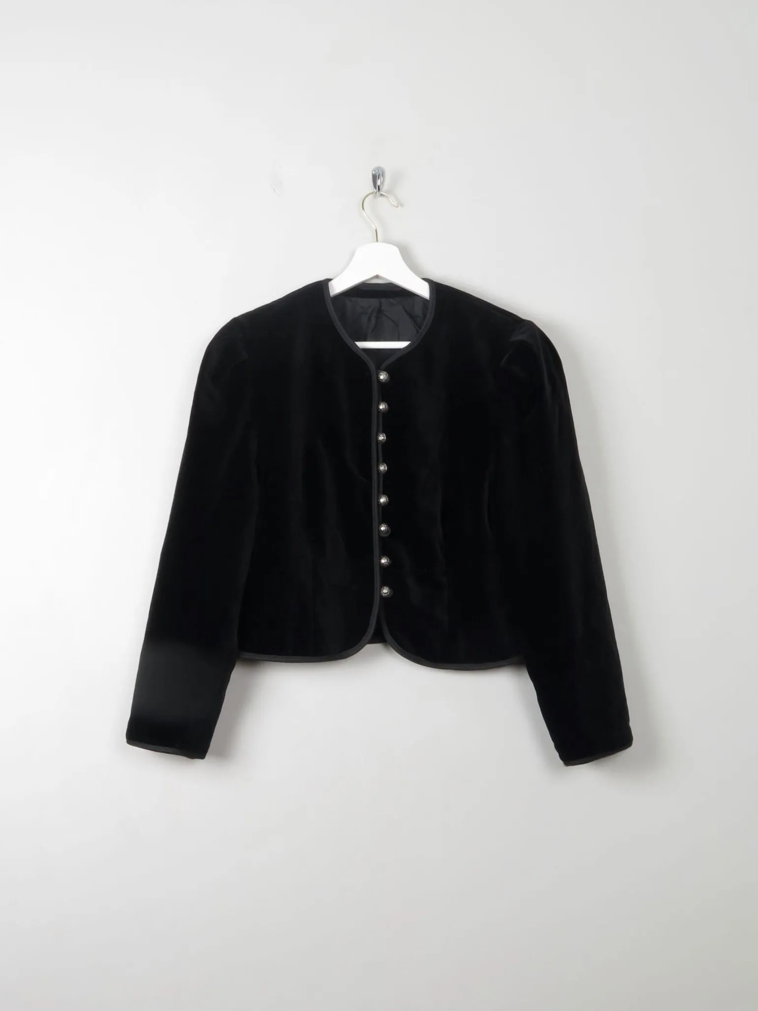 Women's Vintage Black Velvet Cropped Jacket M