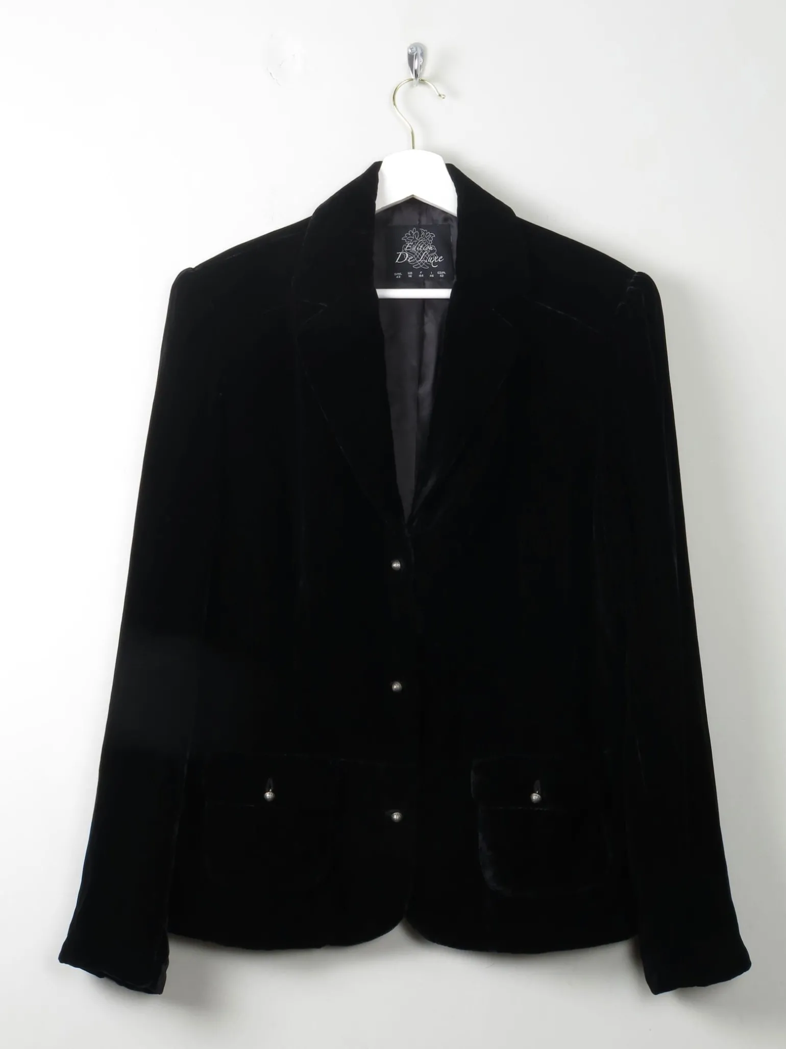 Women's Vintage Black Velvet Jacket M