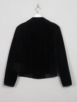 Women's  Vintage Black Velvet Jacket With Sequin S/M