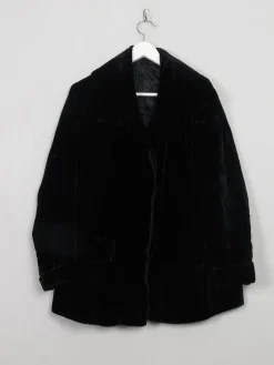 Women's Vintage Black Velvet Furry Jacket