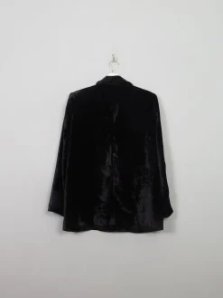 Women's Vintage Black Velvet Jacket L