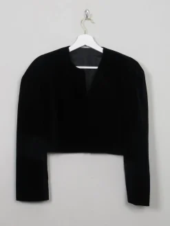 Women's Vintage Black Velvet Bolero Jacket S