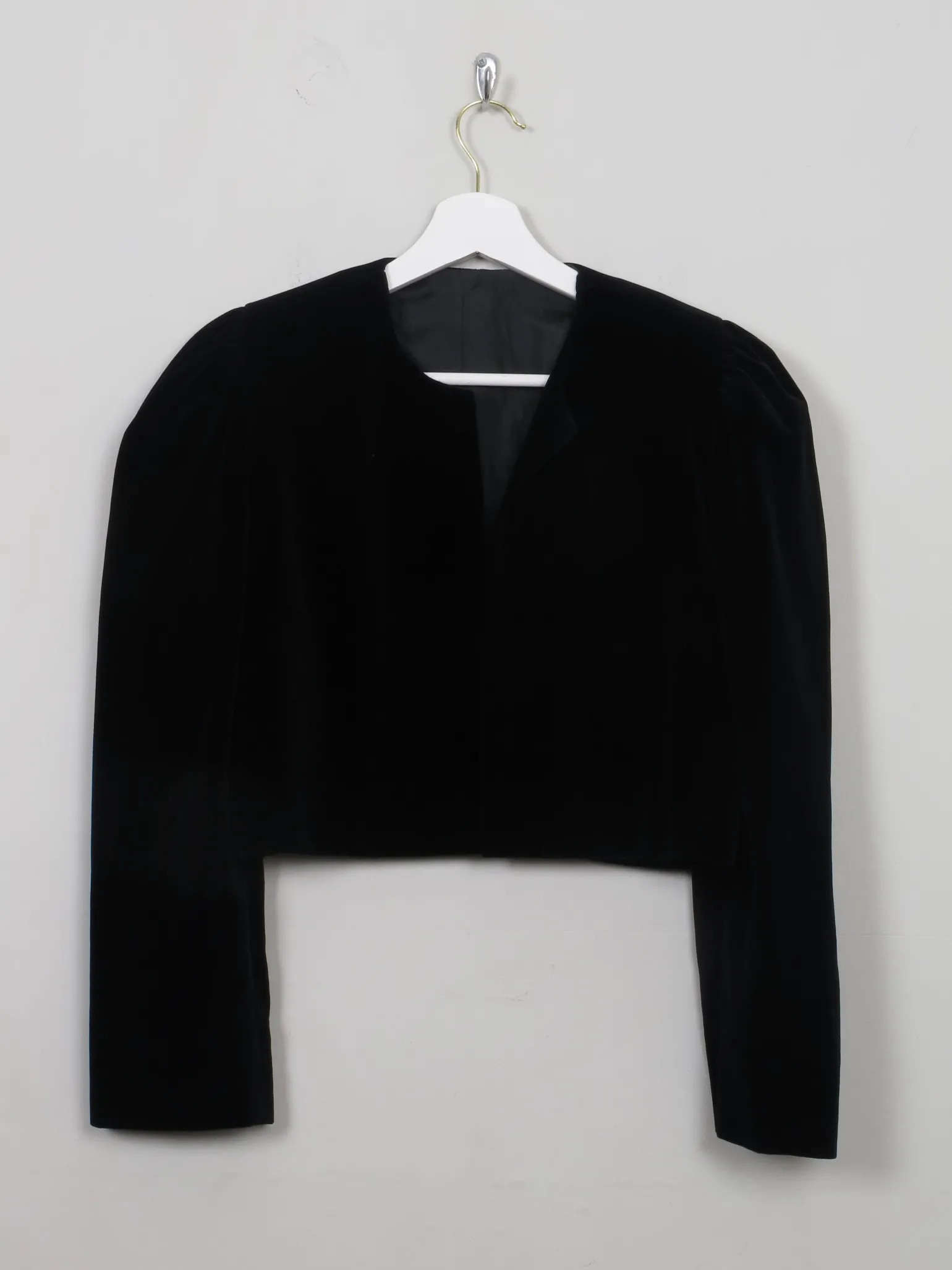 Women's Vintage Black Velvet Bolero Jacket S