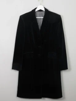 Women's Vintage Black Velvet Coat M