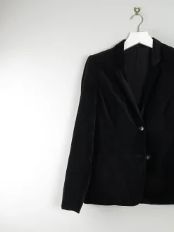 Women’s Vintage Black Velvet Tailored Jacket S