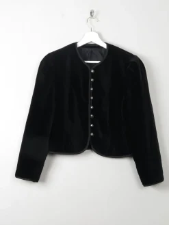 Women's Vintage Black Velvet Cropped Jacket M