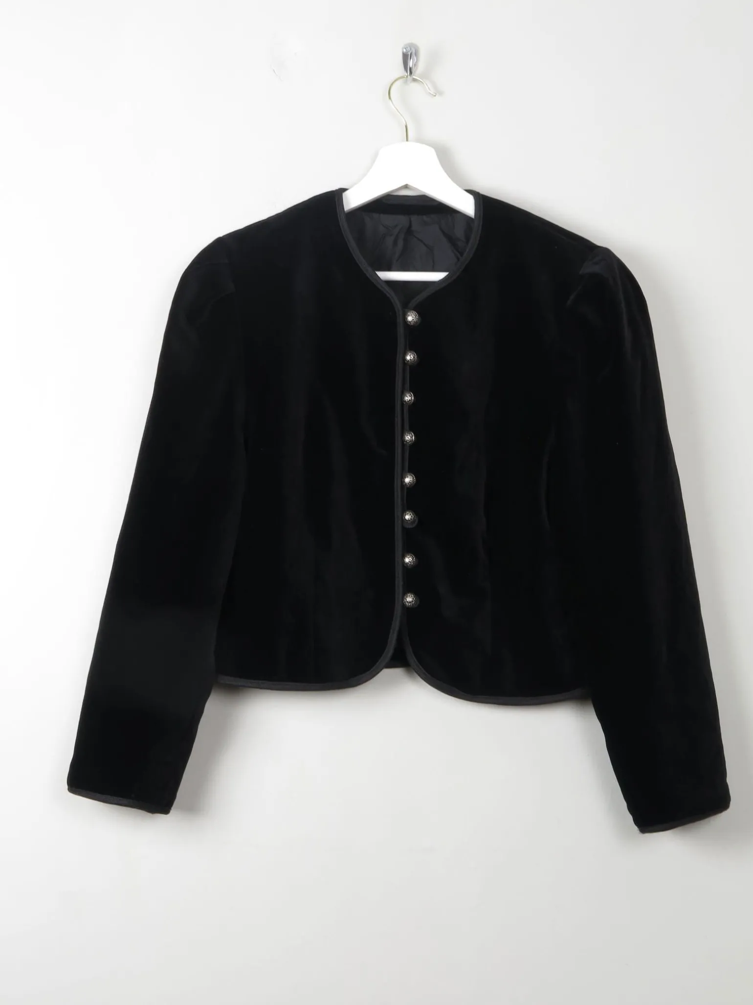 Women's Vintage Black Velvet Cropped Jacket M