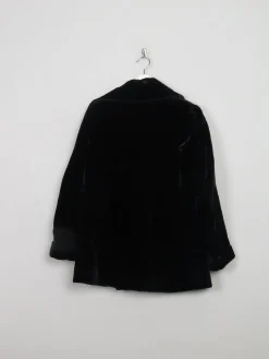Women's Vintage Black Velvet Furry Jacket