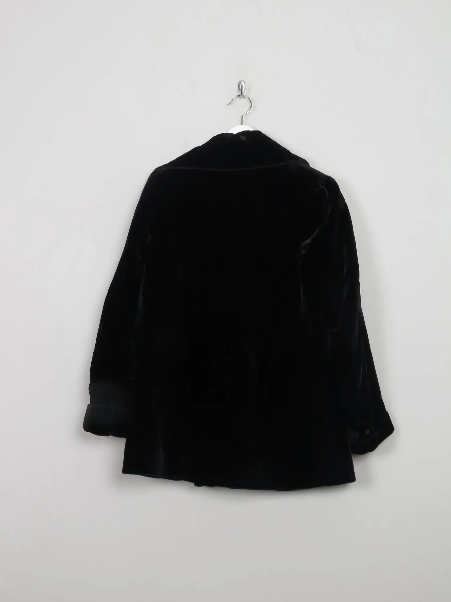 Women's Vintage Black Velvet Furry Jacket
