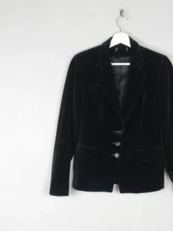 Womens Vintage Black Velvet Jacket XS