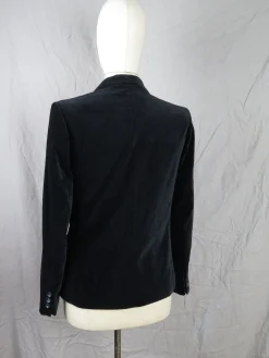 Women’s Vintage Black Velvet Tailored Jacket S