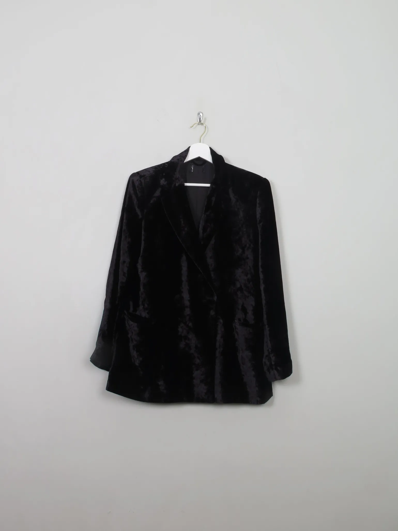 Women's Vintage Black Velvet Jacket L