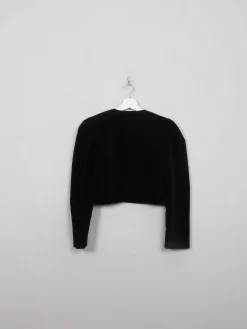Women's Vintage Black Velvet Bolero Jacket S