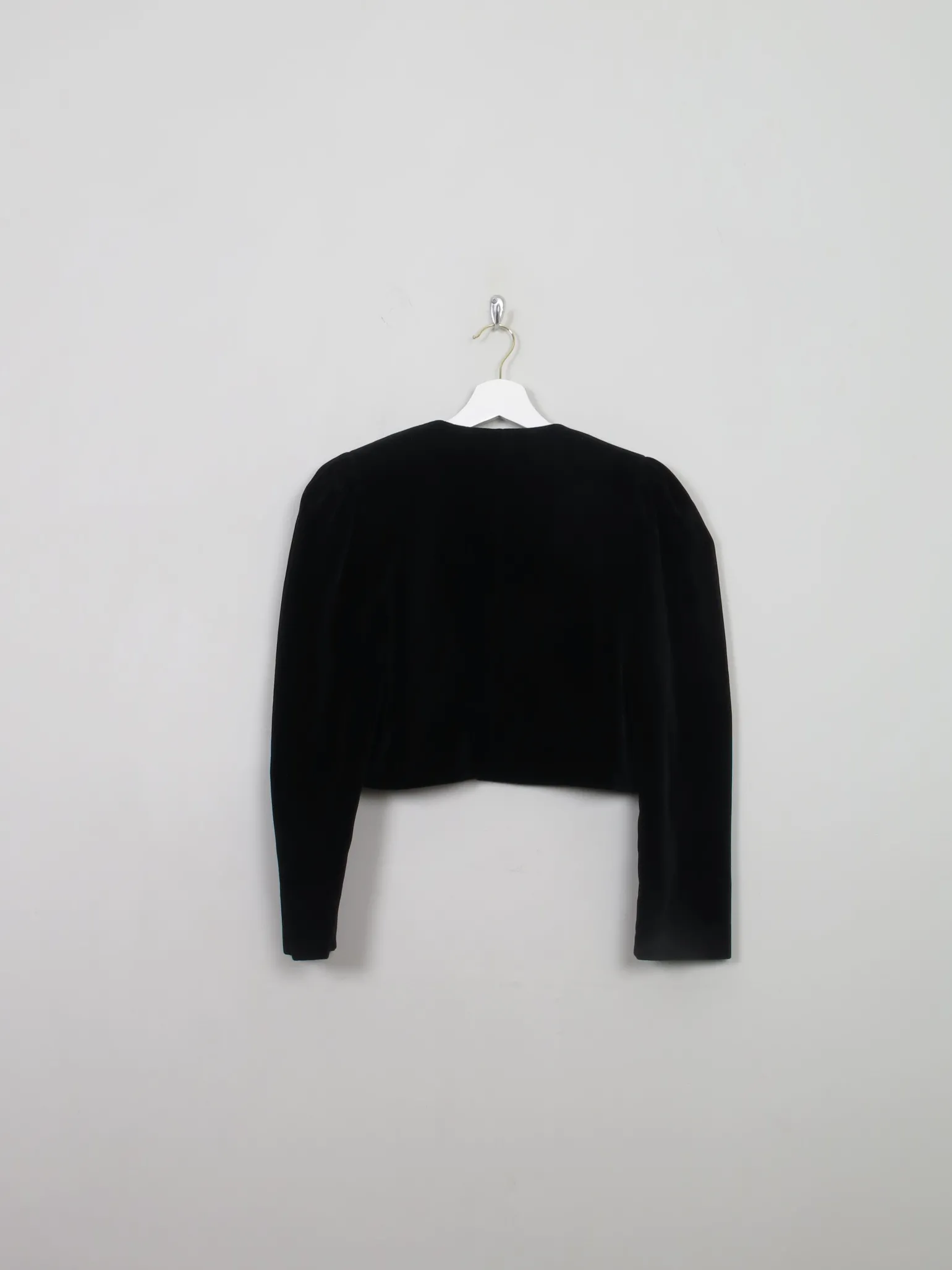 Women's Vintage Black Velvet Bolero Jacket S