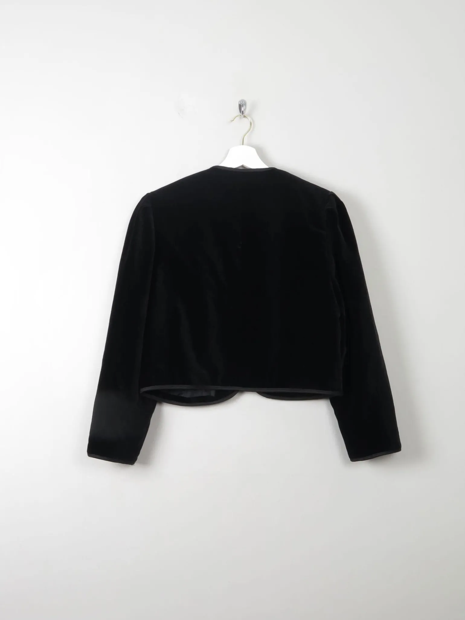 Women's Vintage Black Velvet Cropped Jacket M